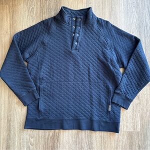 Eddie Bauer Mens Medium Blue Long Sleeve Quilted Sweater 1/4 Button Up
